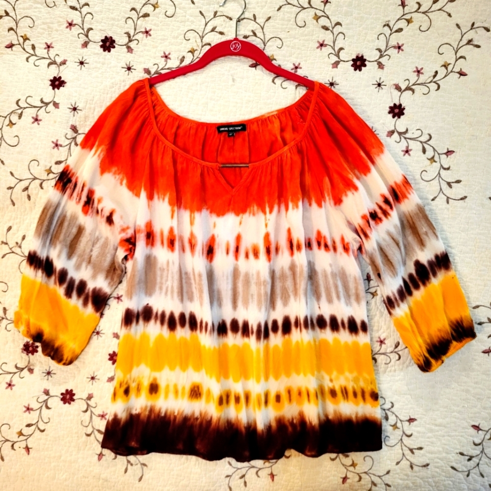 Tie Dye Elegant Silky Boho Blouse